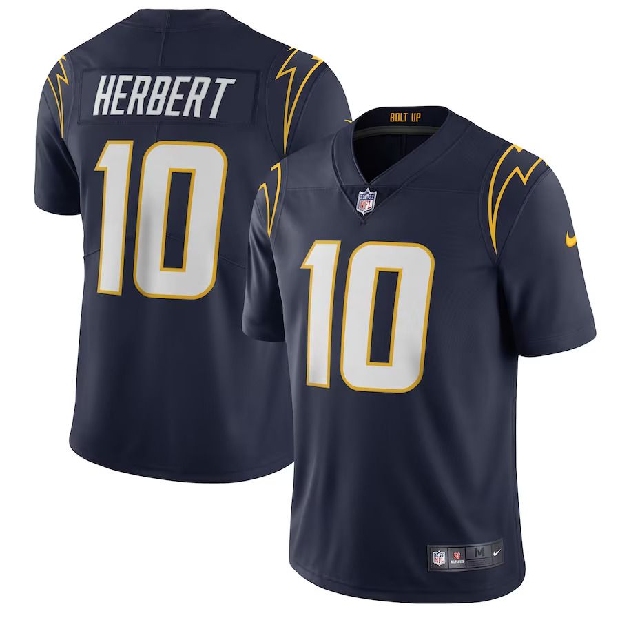 Men Los Angeles Chargers 10 Justin Herbert Nike Navy Vapor Limited NFL Jersey